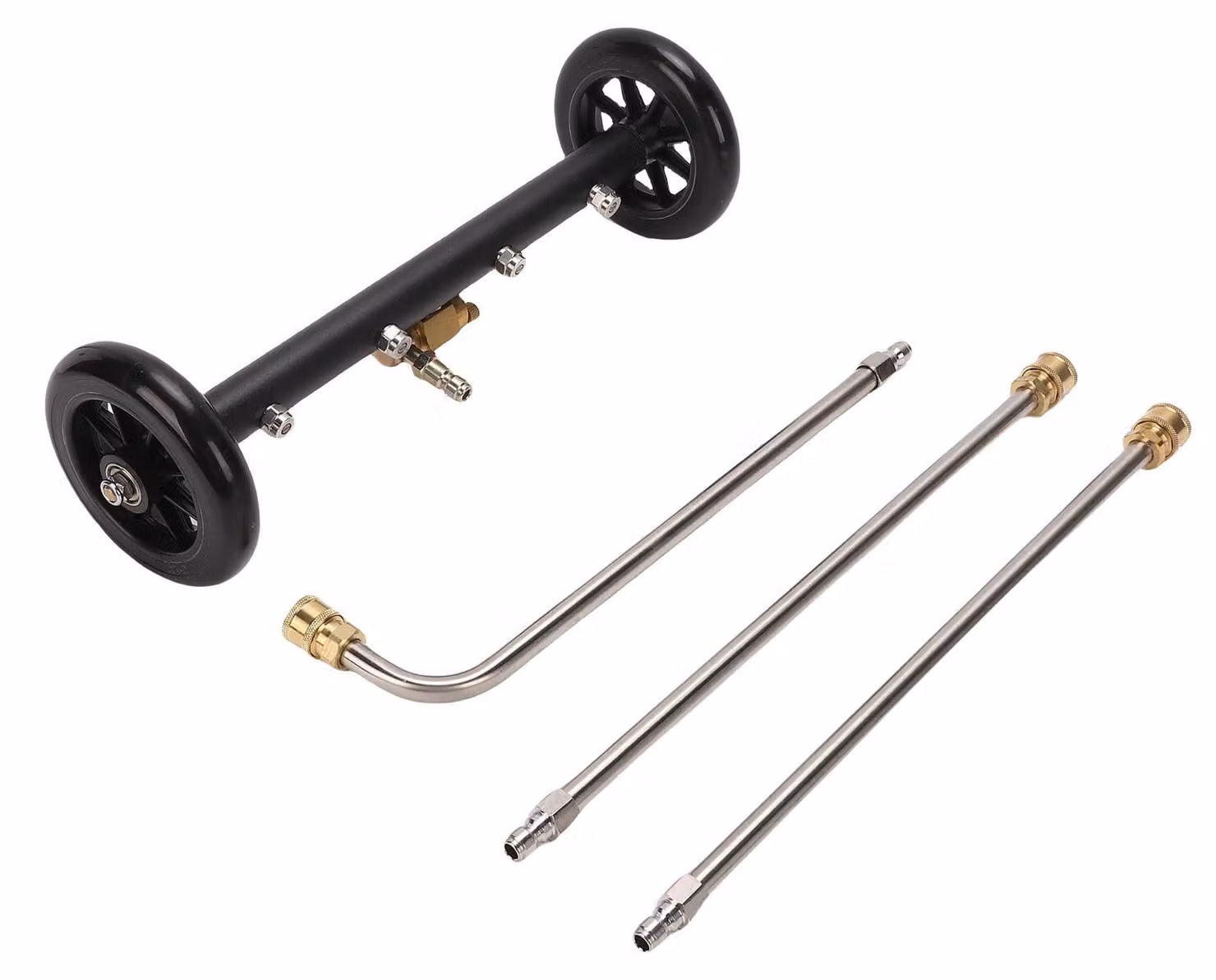 Accessorio per idropulitrice con carrello da 16 pollici, attacco rapido da 1/4", 4400 PSI, spazzola ad acqua 2 in 1 per la pulizia della parte inferiore dell'auto