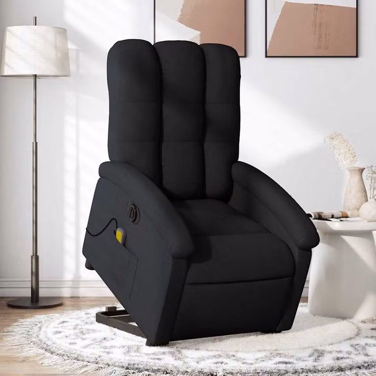 vidaXL Poltrona Alzapersona Elettrica con Massaggio Nera in Tessuto