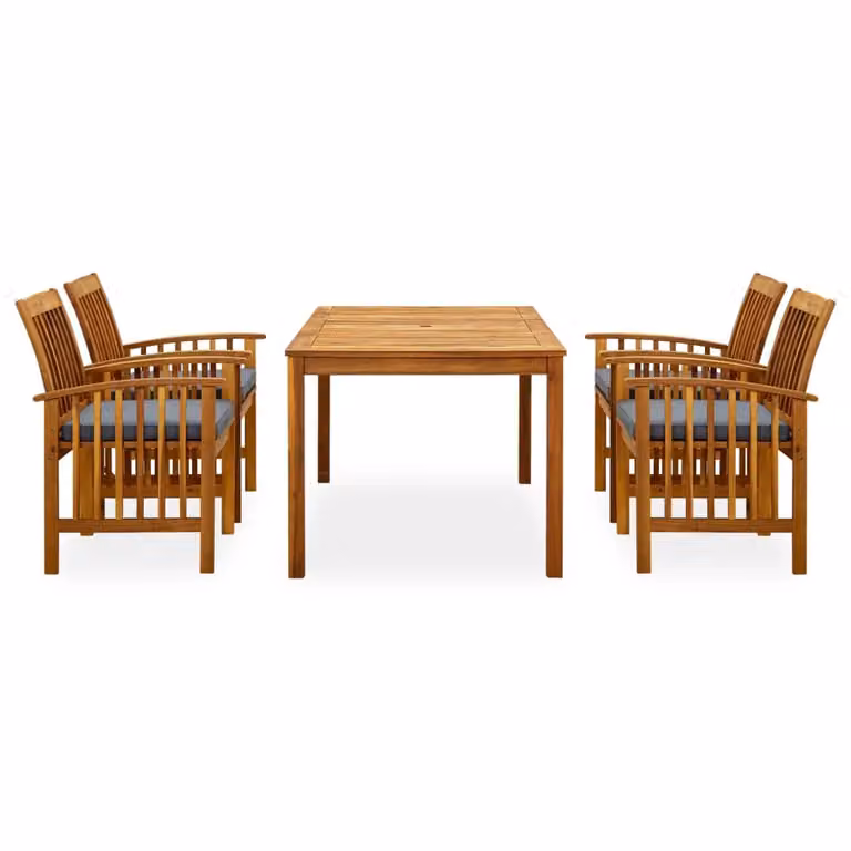 vidaXL Set da pranzo da giardino 5 pezzi con cuscini in legno massiccio di acacia