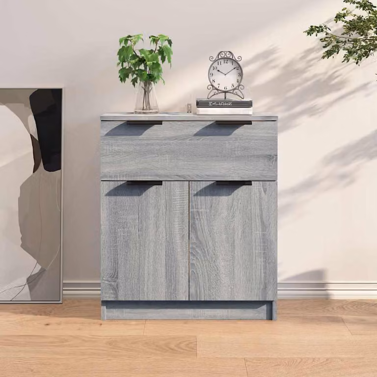 Credenza moderna vidaXL in legno tecnico grigio per soggiorno e sala da pranzo L 60 cm, P 30 cm, H 70 cm