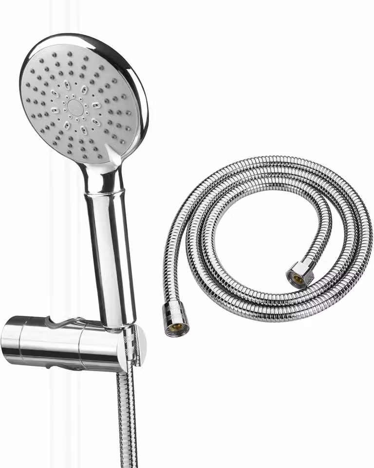 Doccia con tubo flessibile e supporto, 5 getti regolabili, soffione da 10,2 cm, per il bagno