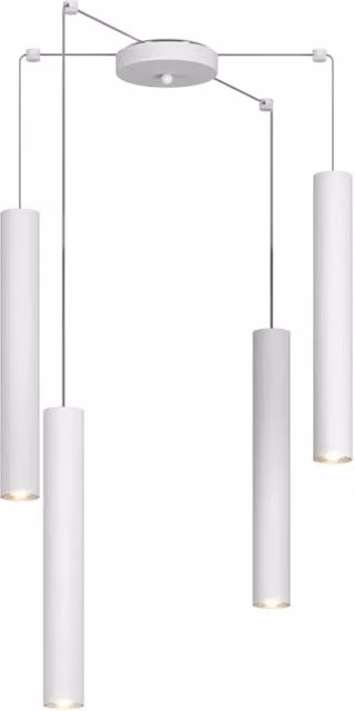 Lampadario Industrial-Minimal Xeana Metallo Bianco 4 Luci Gu10