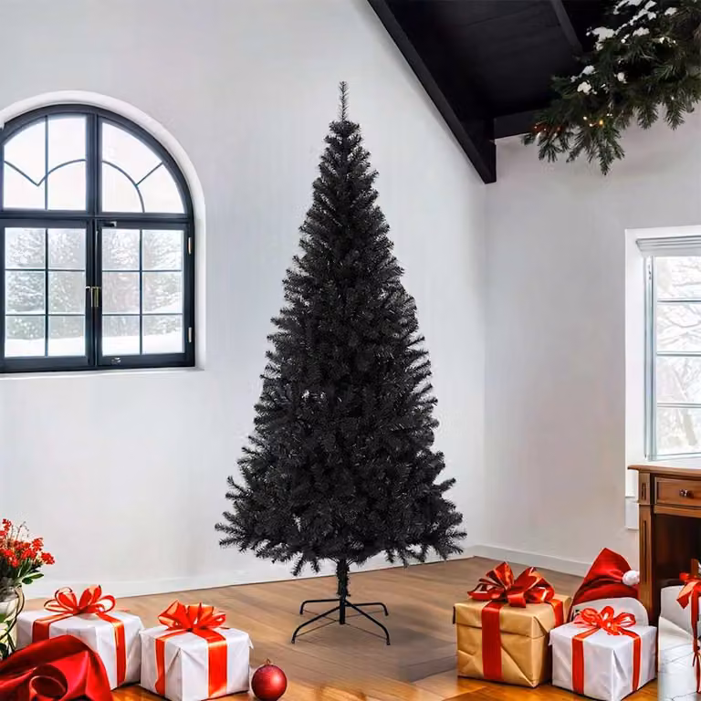 vidaXL Albero di Natale Artificiale Sottile con Base Nero 180 cm PVC