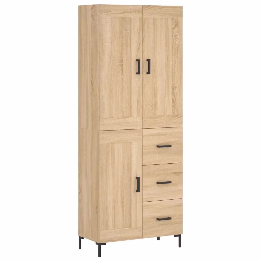 Credenza moderna vidaXL in legno e metallo, colore beige e marrone, L: 69,5 cm, P: 34 cm, H: 180 cm – 2