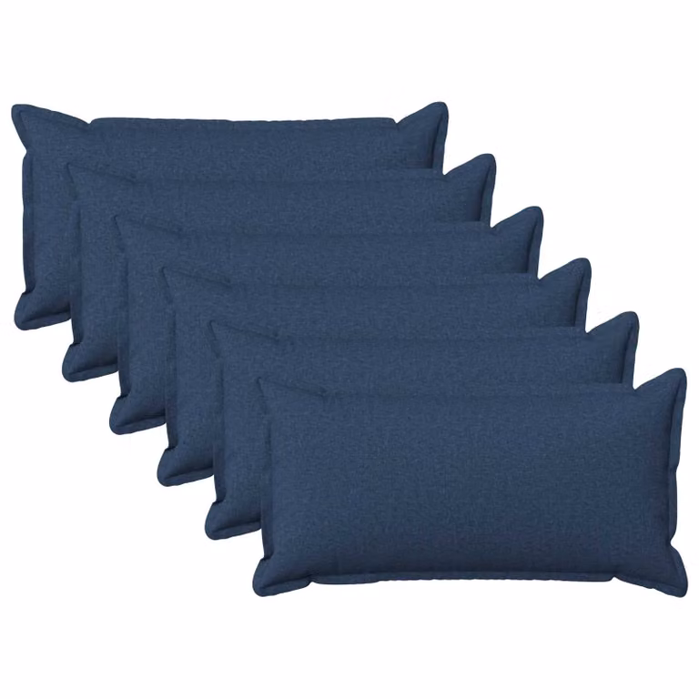 Set di 6 cuscini vidaXL HOUTEN blu in lino con fodera lavabile L/P/H: 40 x 40 x 12 cm