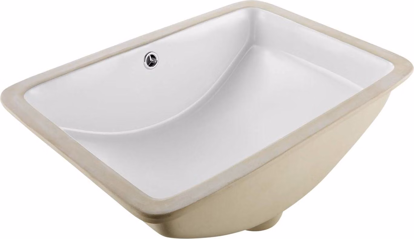 Lavabo da incasso - Lavabo rettangolare in Vetroceramica - 53 x 37,5 cm - Con troppopieno - Per bagni piccoli/bagni di servizio - Bianco