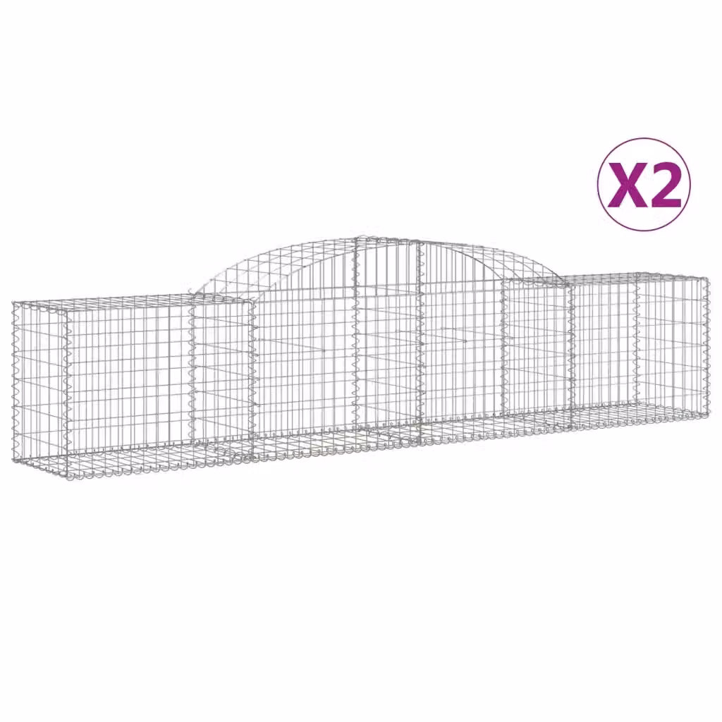 Set di 2 Cesti Gabbioni ad Arco vidaXL in Acciaio Zincato Grigio L: 300 cm, P: 50 cm, H: 60-80 cm – 2