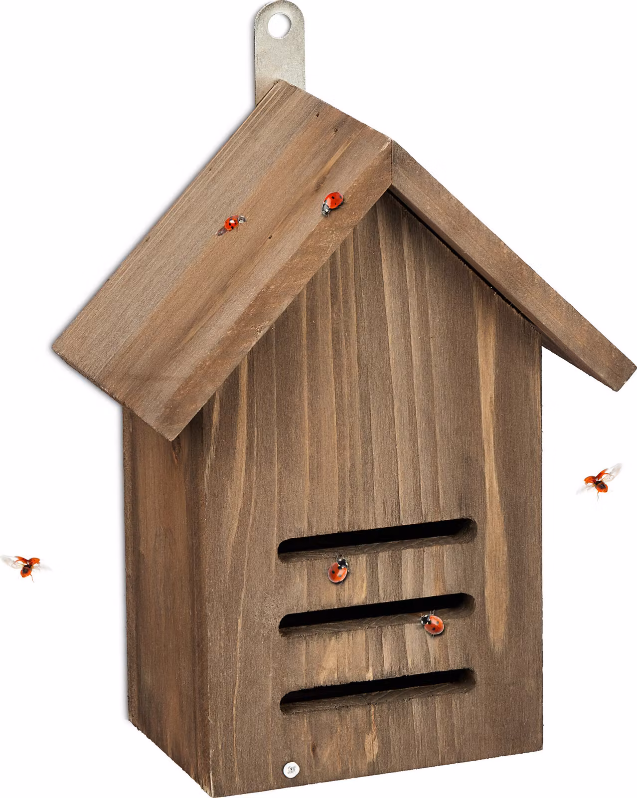 Relaxdays Casetta per coccinelle, hotel per coccinelle da giardino, da appendere, legno non trattato, A x L x P: 22 x 17 x 10 cm, marrone