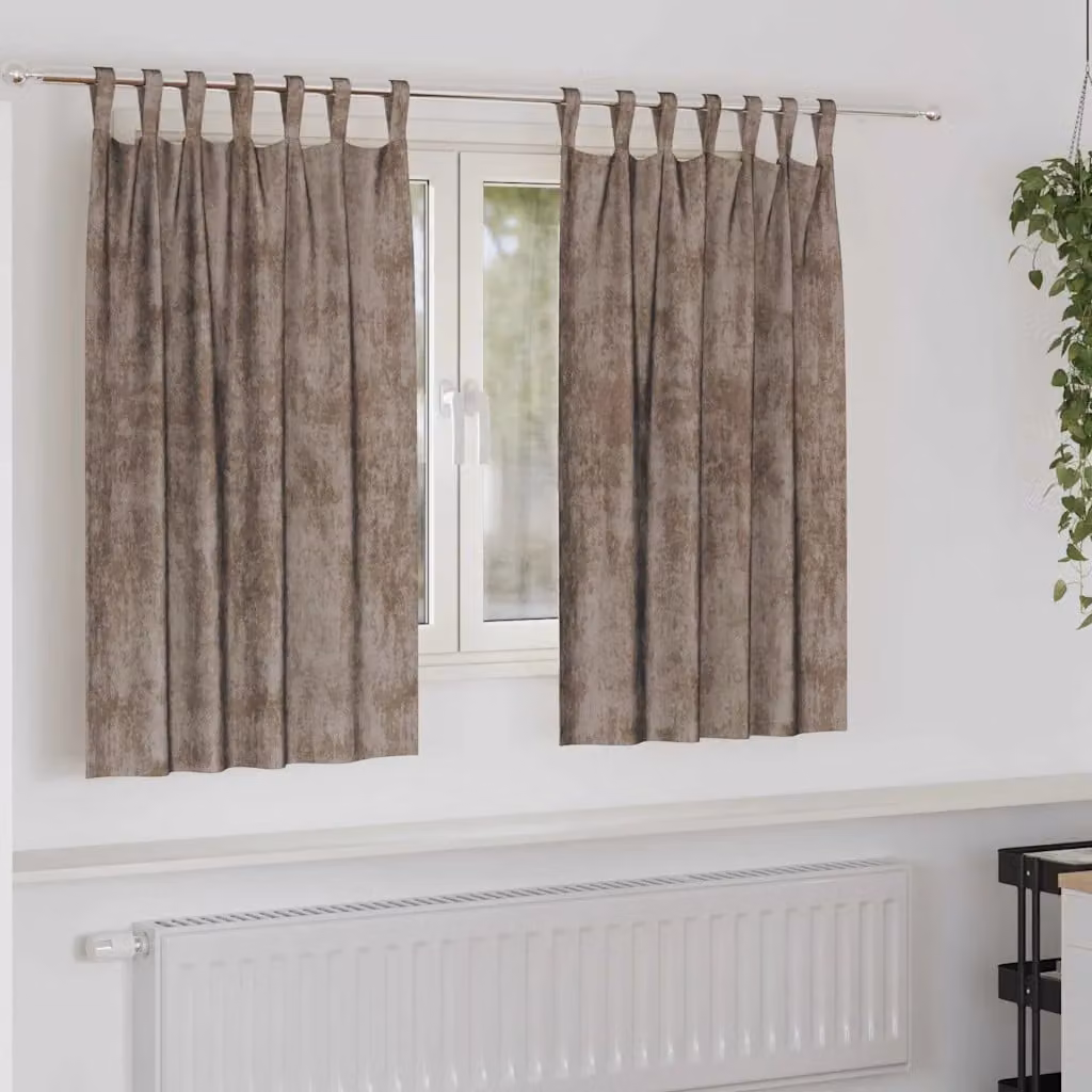 Set di 2 tende in velluto vidaXL color cappuccino, oscuranti e termoisolanti, L: 140 cm x H: 140 cm