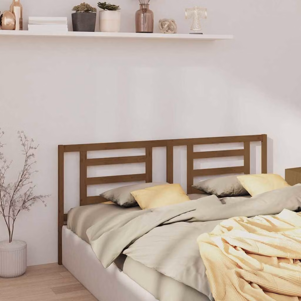 Testiera per letto vidaXL in legno massello di pino, colore ambra, L: 186 cm, P: 4 cm, H: 100 cm