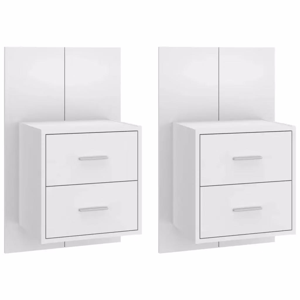 Set di 2 comodini da parete vidaXL bianchi in legno con finitura opaca – 2
