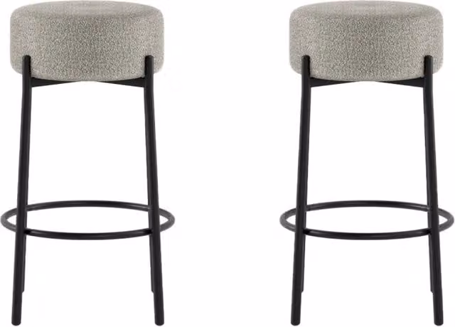 Set di 2 sgabelli Syd GIORDANOSHOP in tessuto grigio e nero con struttura in metallo L/P/H: 41 x 41 x 67 cm