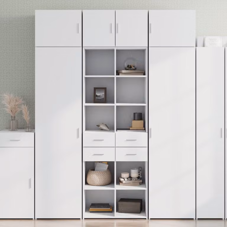 Credenza moderna vidaXL in legno multistrato bianca L 70 cm, P 42,5 cm, H 185 cm