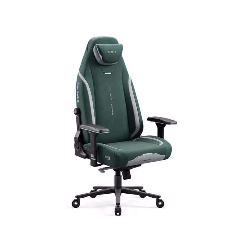 Diablo X.Eye Prime sedia da gioco con funzione di raffreddamento Sedia da ufficio Sedia da scrivania, carico massimo 140 kg, dimensioni normali, colore verde foresta