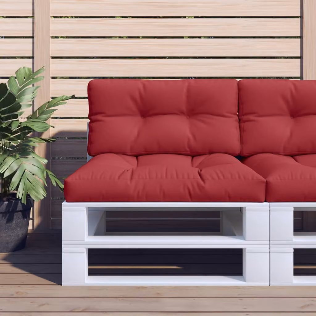 Set di 2 cuscini per pallet vidaXL in poliestere rosso, idrorepellenti e resistenti ai raggi UV