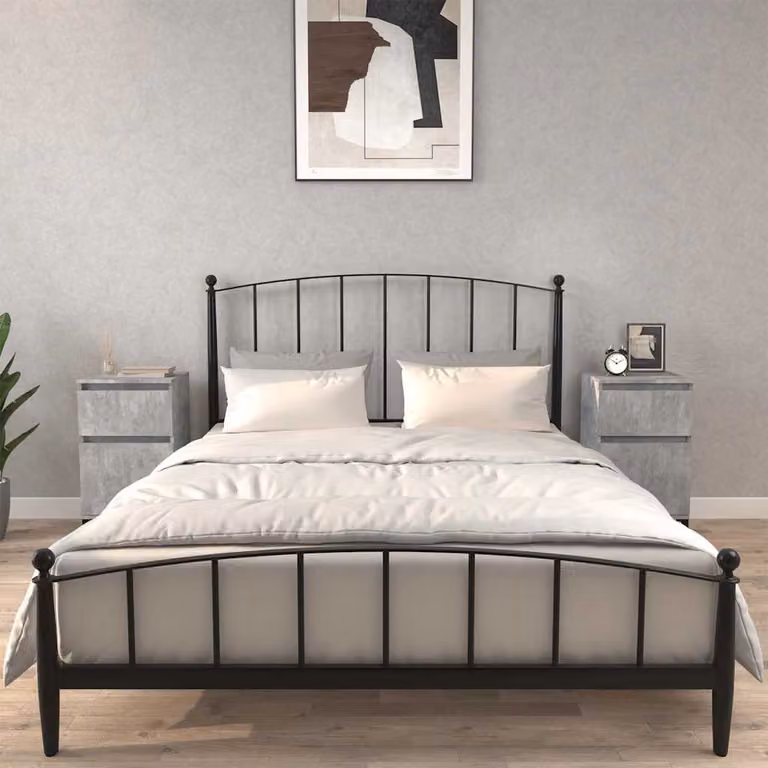 Set di 2 comodini vidaXL moderni in legno e metallo, colore grigio, L 40 cm x P 35 cm x H 70 cm