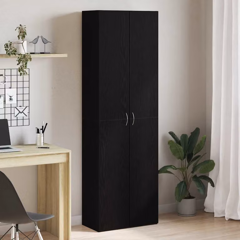 Mobile per ufficio vidaXL moderno nero con ante a battente L: 60 cm, P: 32 cm, H: 190 cm