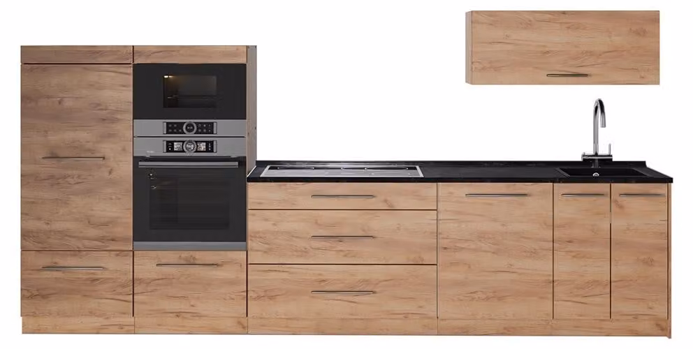 Cucina componibile Vicco Fame-Line Rovere dorato/Rovere dorato 340 cm, PL Antracite, Model 64509