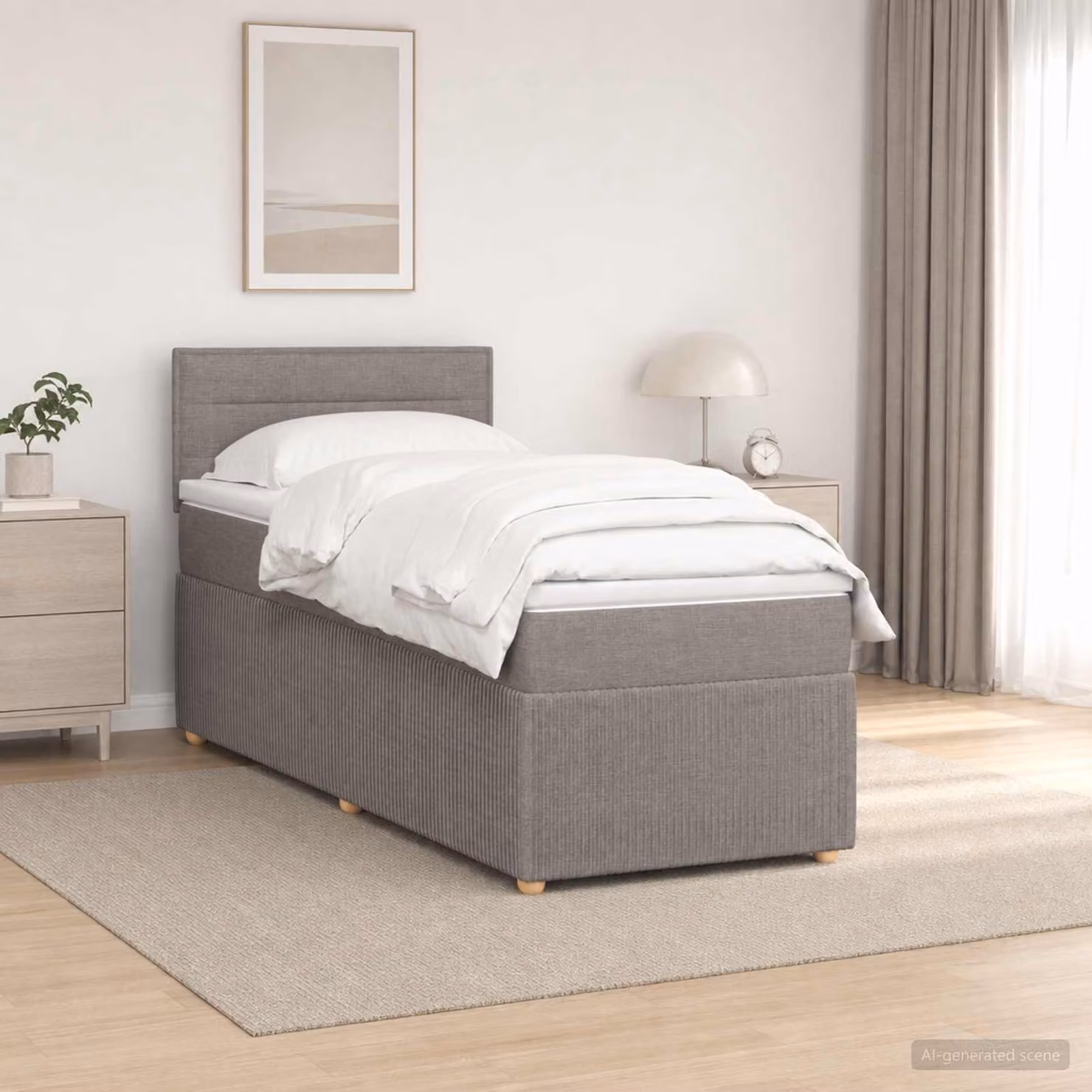 vidaXL Letto box spring con materasso Tortora 100 x 200 cm Tessuto