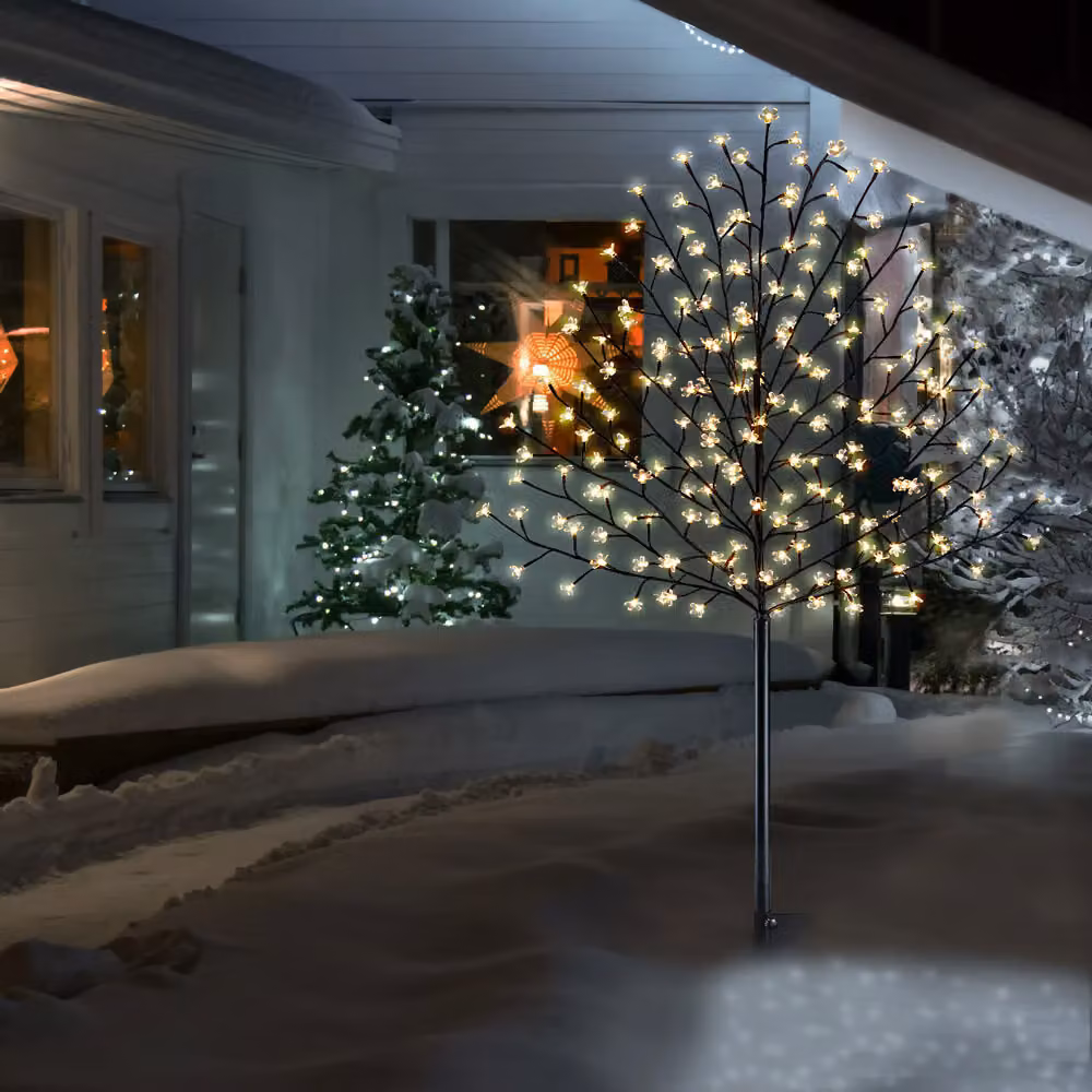 Albero di ciliegio in fiore con 220 LED bianchi caldi Monzana, Altezza: 220 cm, con telecomando, timer e funzione dimmerabile – 2