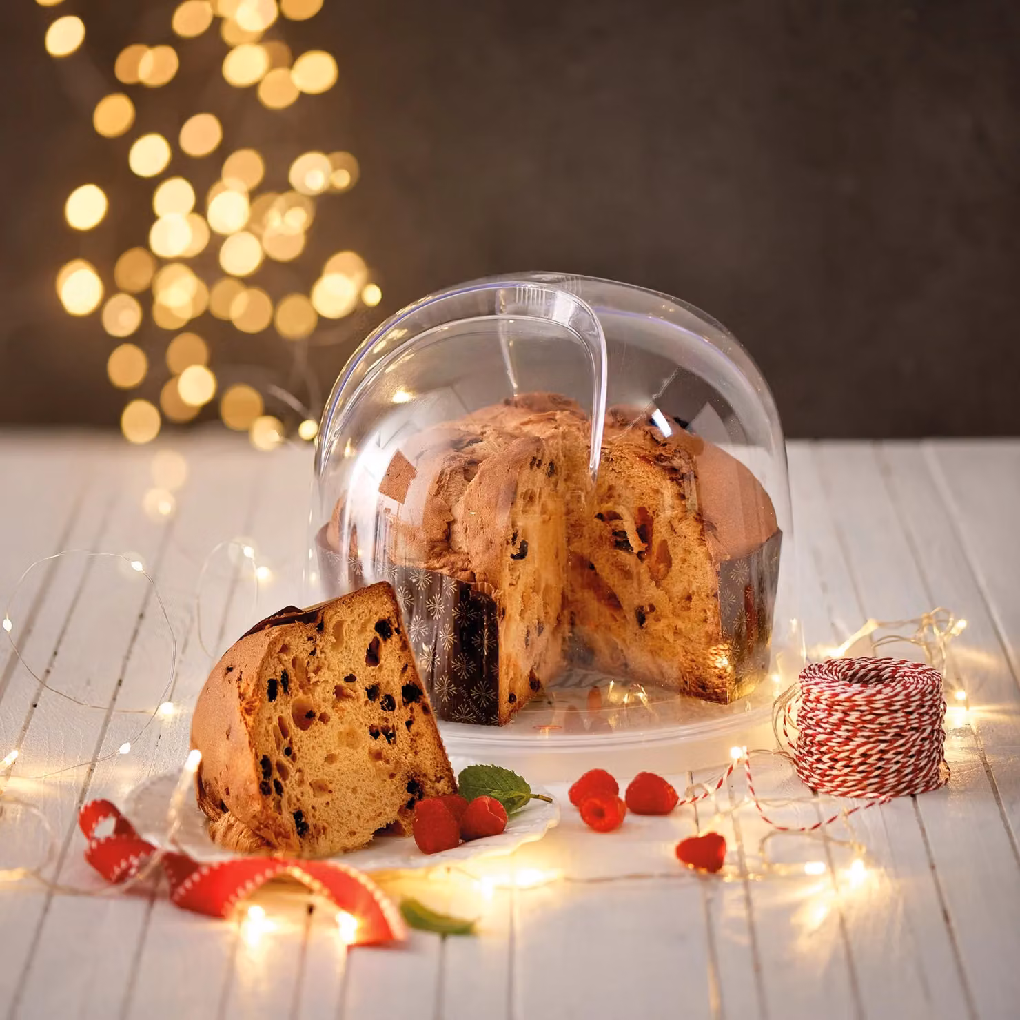 Porta Panettone e Pandoro SNIPS in plastica bianca con coperchio trasparente, Diametro: 22 cm, Altezza: 18 cm – 2