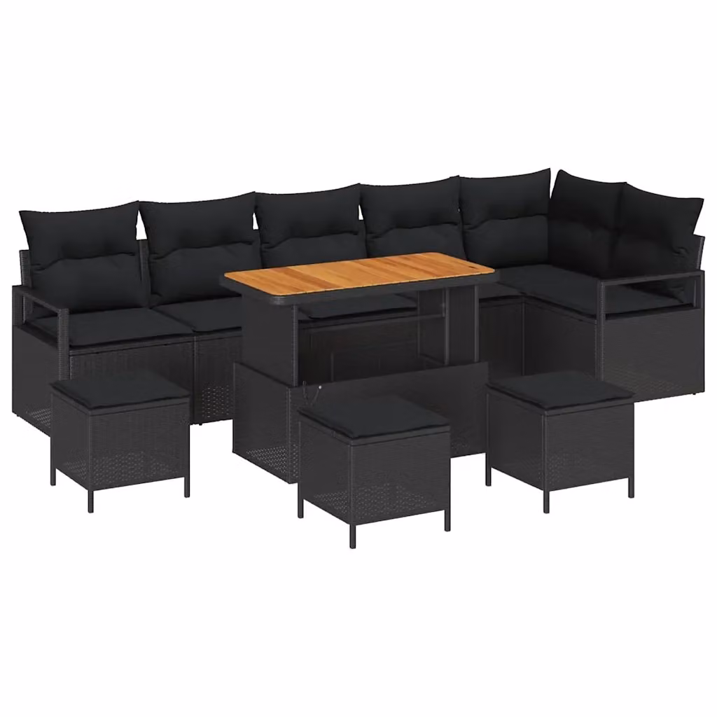 Set Divano da Giardino vidaXL 10 Pezzi con Cuscini Nero – 2