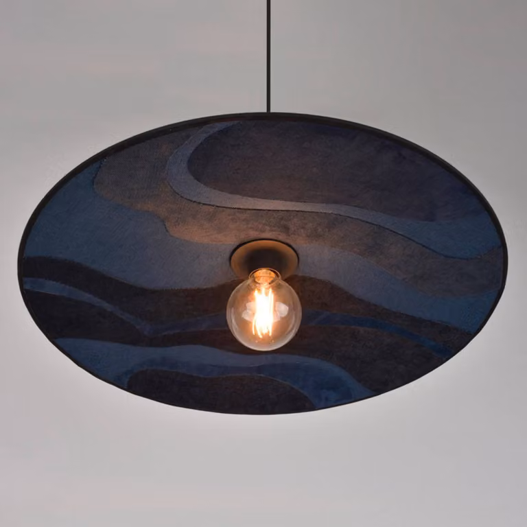 MARKET SET Lampada a sospensione Sonia Laudet, dimmerabile, Blu, Soggiorno / Sala da pranzo, Tessuto / Stoffa / Seta, Design, Lampada a sospensione