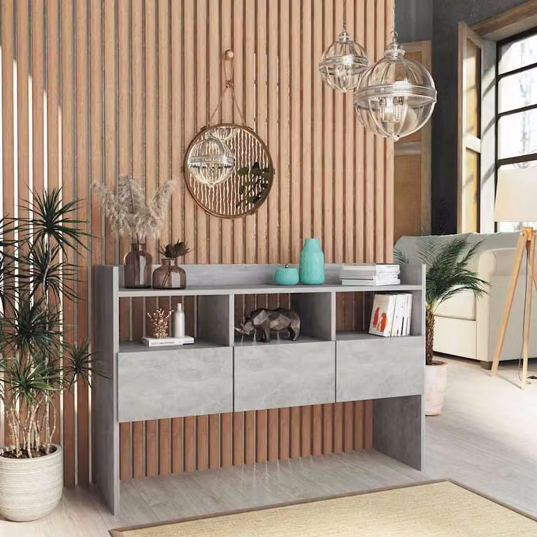 Credenza vidaXL in legno multistrato e MDF Grigio, stile rustico, L 105 x P 30 x H 70 cm