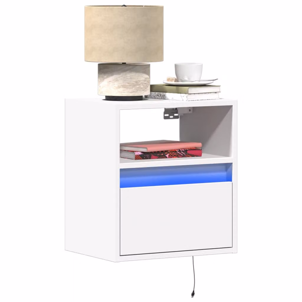 Comodino da parete vidaXL con luci LED integrate, bianco moderno