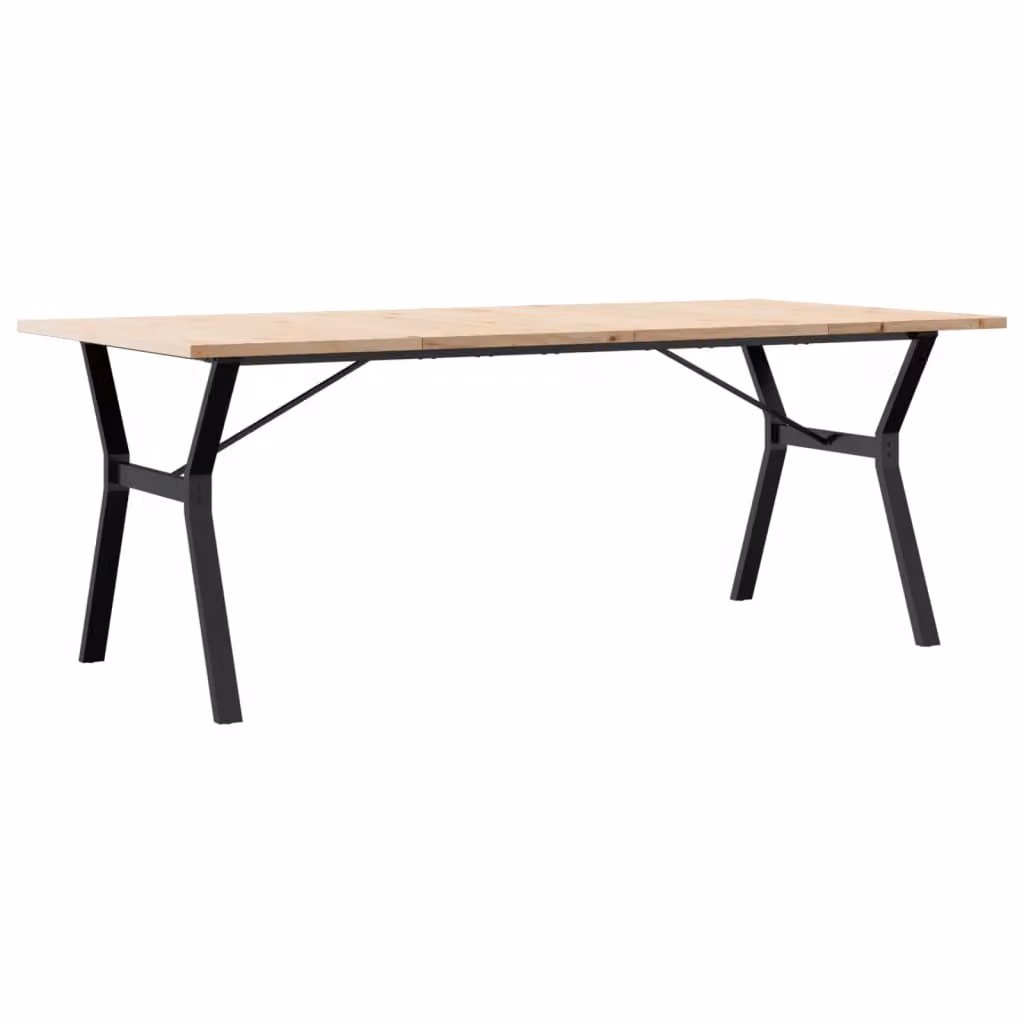 Tavolo Pranzo Telaio a Y 200x100x75,5 cm Legno Pino e Acciaio