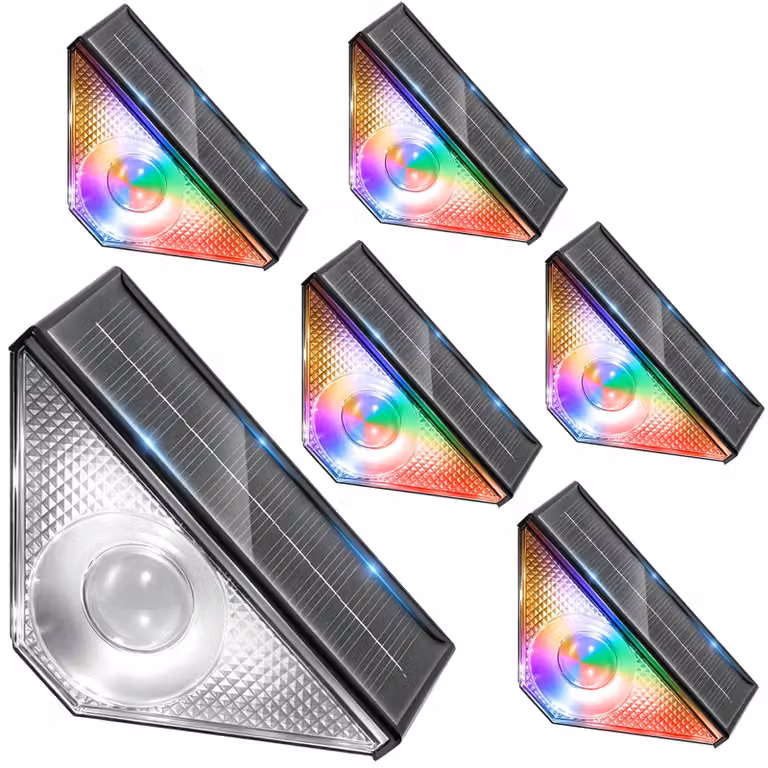 Set di 6 luci solari per scale, RGB, grado di protezione IP65, impermeabili