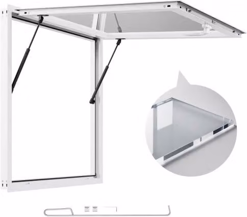 VEVOR Sportello per Concessioni per Food Truck in Lega di Alluminio Bianco, L/P: 915 x 915 mm