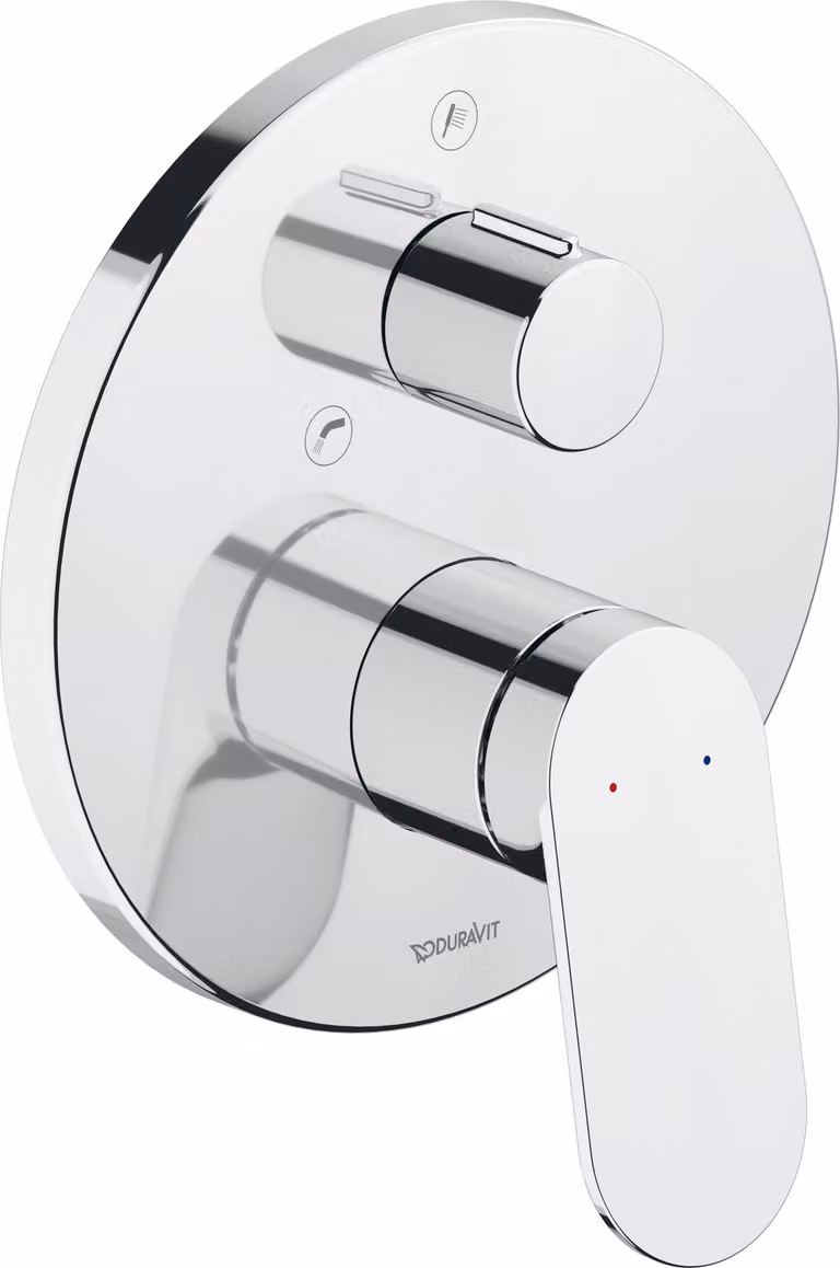 Wave Duravit Mitigeur monocommandé encastré pour bain, 2 consommateurs, chrome brillant, WA5210018010, WA5210018010