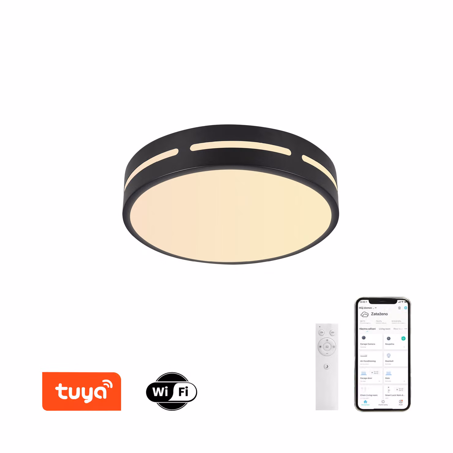 Immax NEO LITE PERFECTO Plafoniera intelligente cerchio 40 cm, 24W nero Tuya WiFi