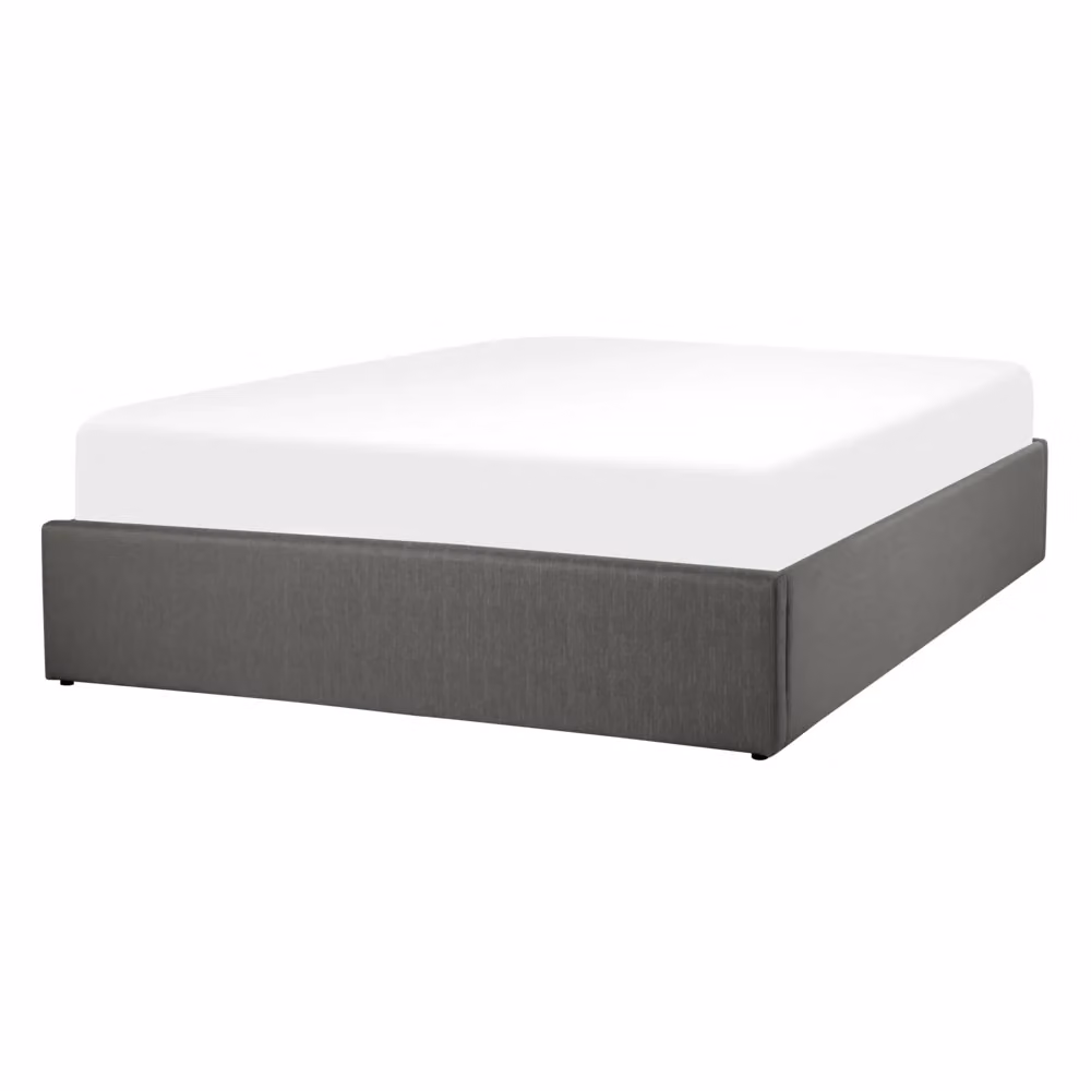 Letto contenitore modello Ottomana Beliani con doghe in legno e rivestimento in tessuto grigio, design moderno, L/P/H: 200 x 140 x 31 cm – 2