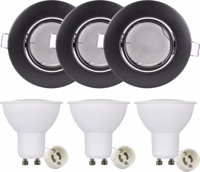 Supporti LED rotondi neri, confezione da 3 OLIN 306227 Polux