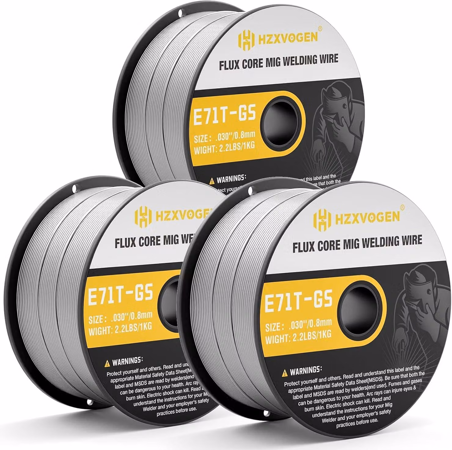 Filo di saldatura MIG MAG da 0,8 mm, confezione da 3 kg, set di 3, filo di riempimento senza gas per saldatrici MIG