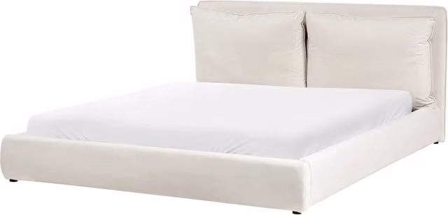 Letto matrimoniale ad acqua BELIANI in tessuto bouclé beige L: 180 cm, P: 200 cm