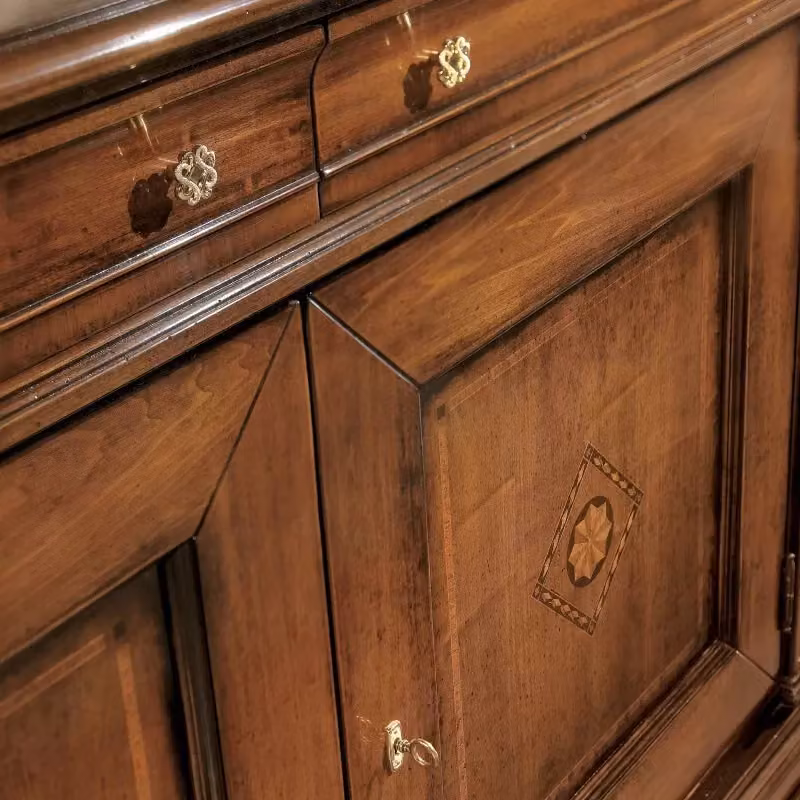 Credenza classica Mobili 2G con 2 porte e 2 cassetti in legno color noce L: 200 cm, P: 58 cm, H: 113 cm – 3