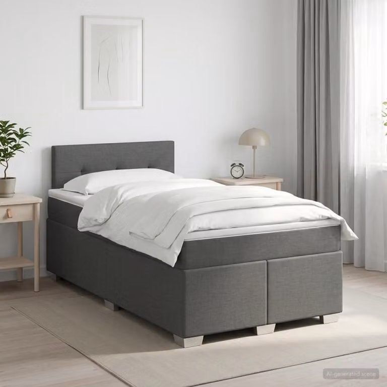 Maison Exclusive - Letto boxspring con materasso grigio scuro 120 x 190 cm tessuto