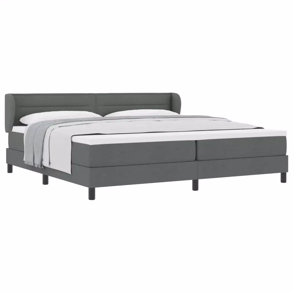 Letto a molle con testiera vidaXL in tessuto grigio, L/P/H: 200 x 200 x 28 cm – 2