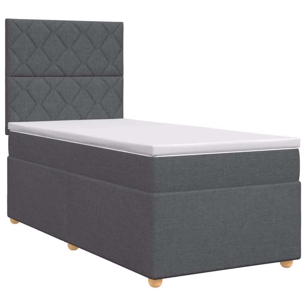 Letto box spring con materasso ibrido vidaXL in tessuto grigio e bianco L/P/H: 200 x 90 x 140 cm – 2
