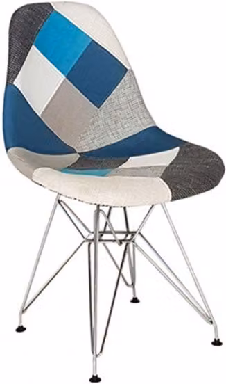 Set di 2 sedie moderne patchwork in tessuto multicolore azzurro e grigio Mobili 2G L: 47 cm, P: 58 cm, H: 84 cm – 1