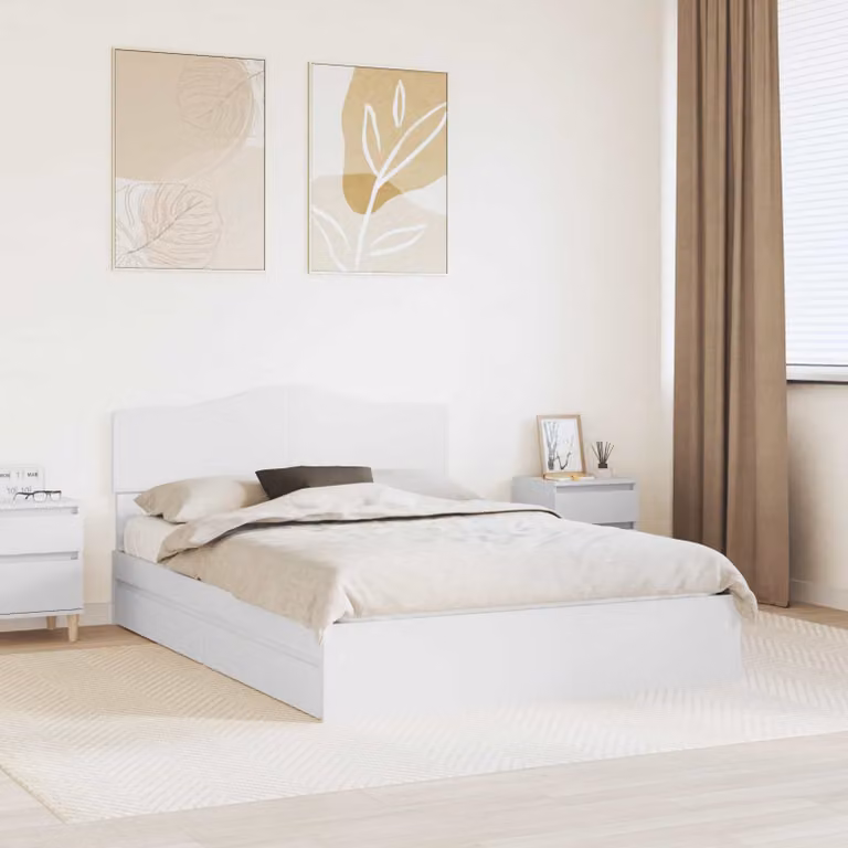 Letto con contenitore vidaXL in legno ingegnerizzato bianco L: 140 cm, P: 200 cm, H: 90 cm