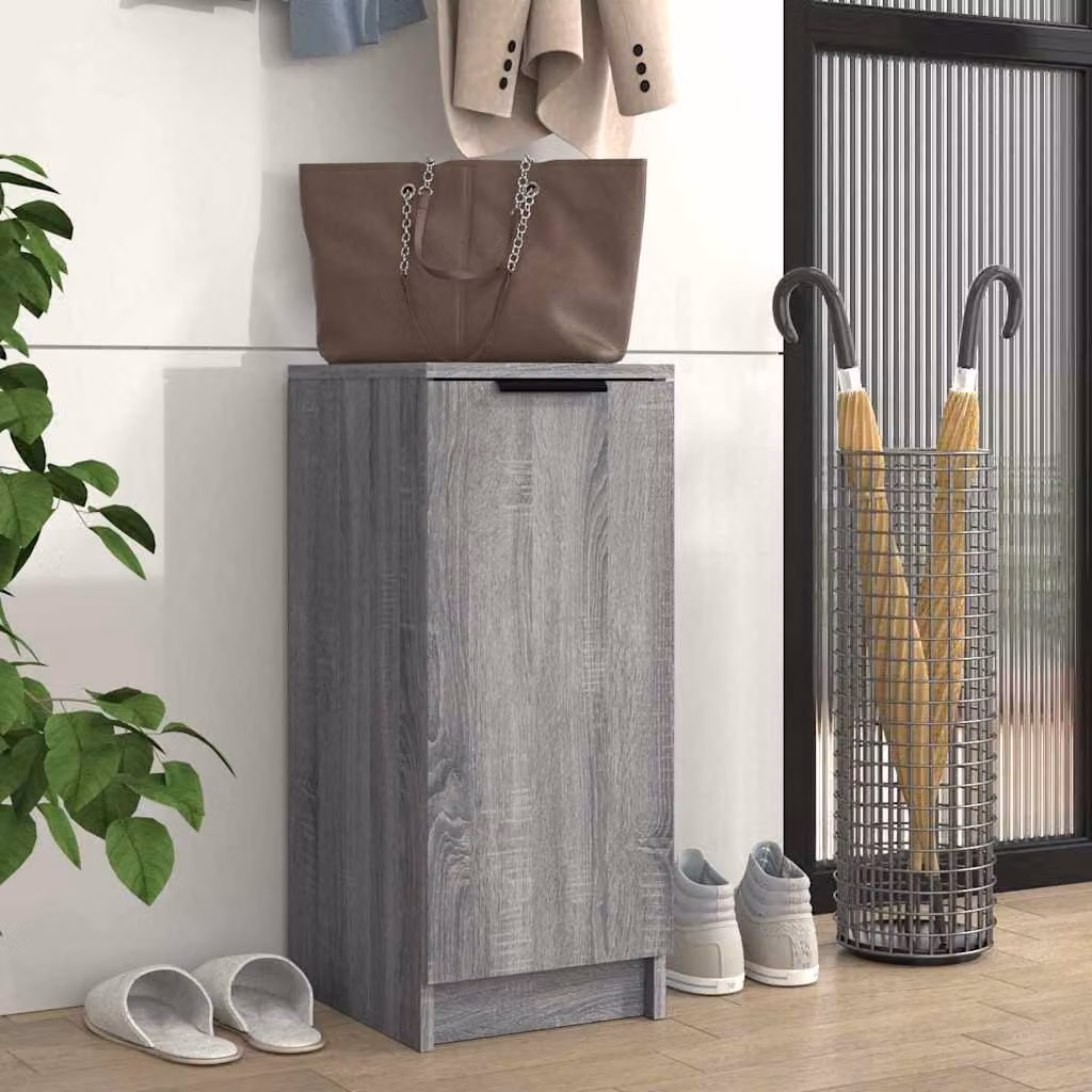 Scarpiera moderna vidaXL in legno grigio con ante a battente, L/P/H: 30 x 35 x 70 cm
