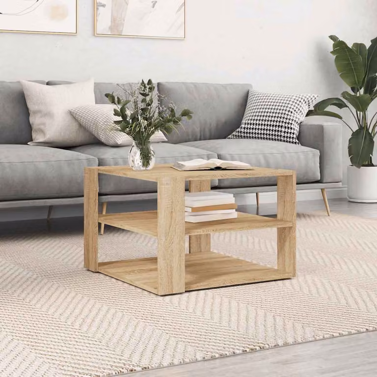 Tavolino da salotto vidaXL in legno multistrato color rovere, L 58 cm x P 58 cm x H 40 cm