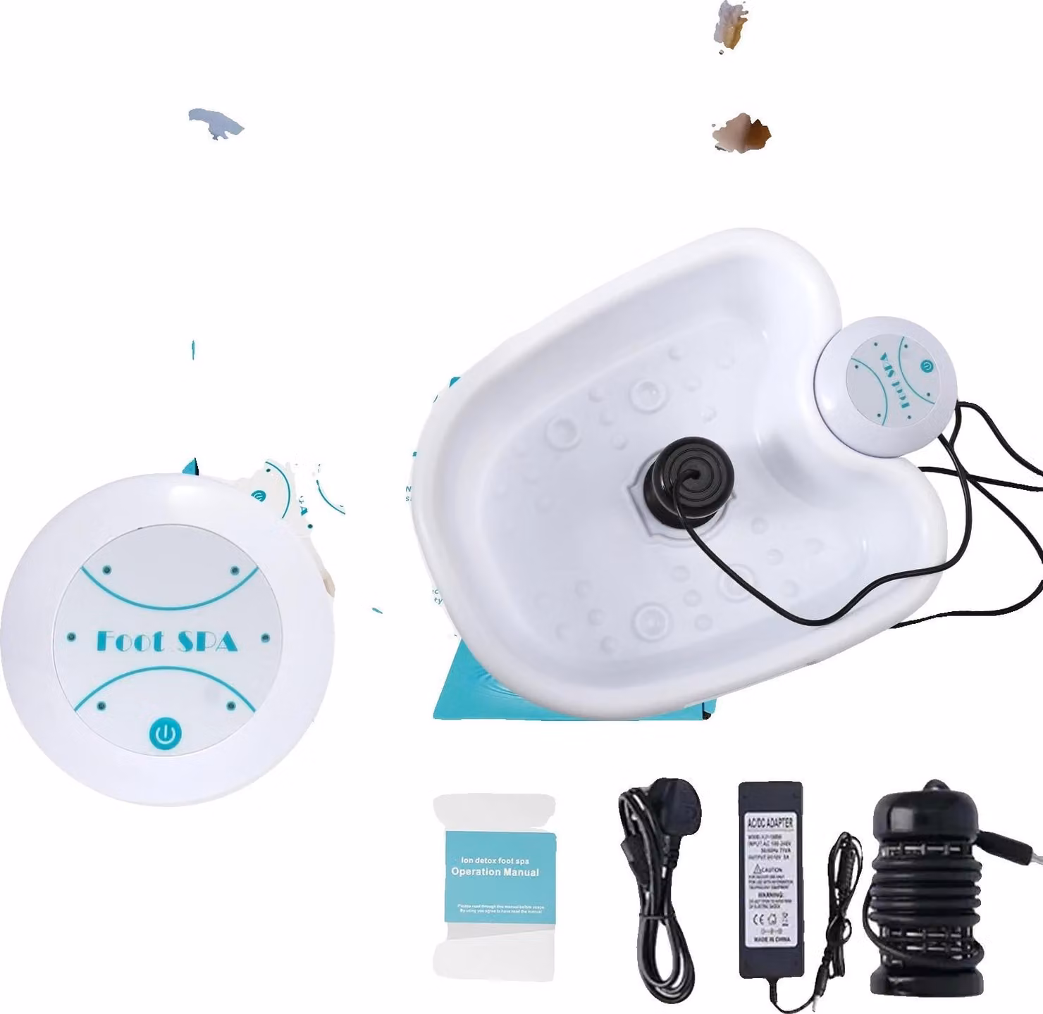 Spa per la disintossicazione dei piedi, idroterapia ionica, arredamento semplice, avorio