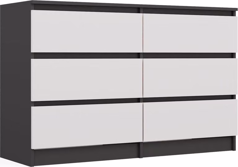 Moderna cassettiera MALWA M6 con 6 cassetti – Spazioso vano contenitore e resistente ai graffi | Antracite/Bianco