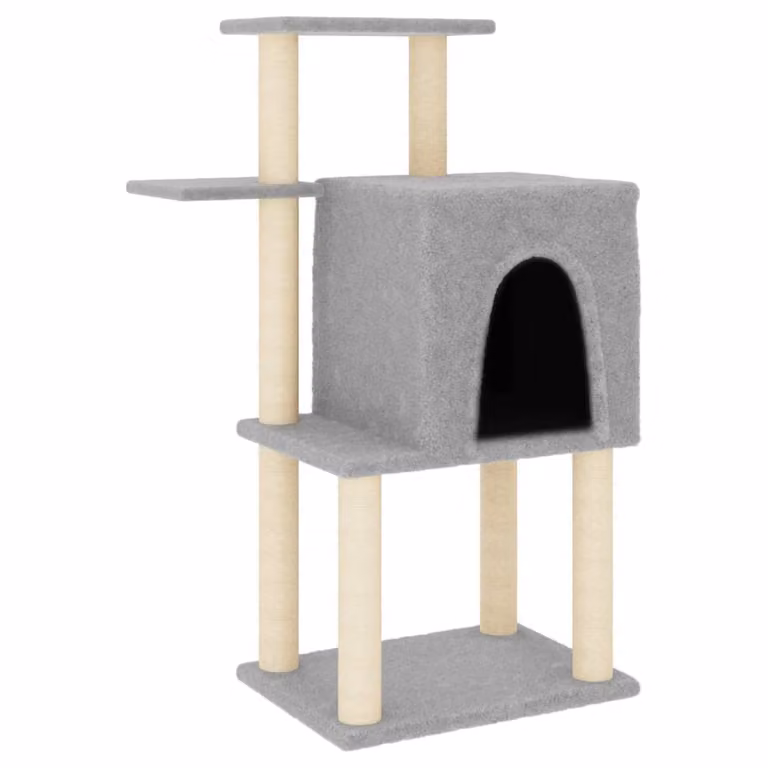 Albero per Gatti con Tiragraffi in Sisal Grigio Chiaro 97 cm
