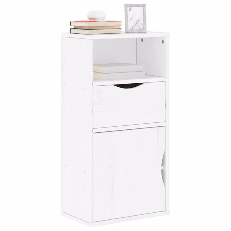 Armadietto Laterale con Cassetto ODDA vidaXL in Legno di Pino Bianco L 40 cm, P 24 cm, H 79 cm